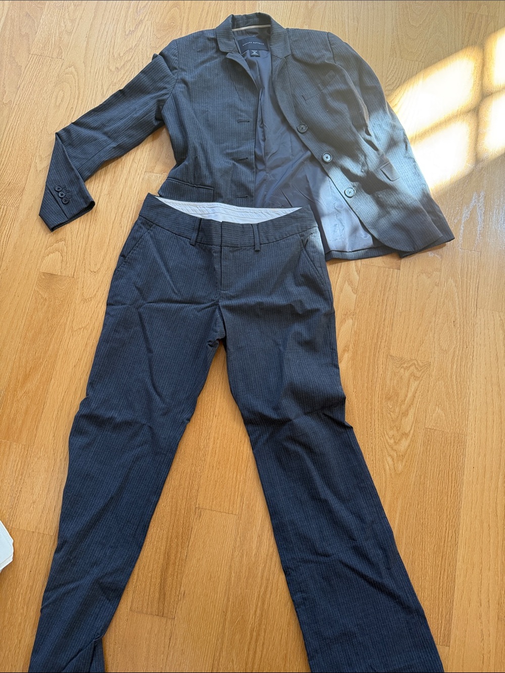 Banana Republic Women's Dark Charcoal Pinstripe Pantsuit - Tailored Two-Piece
